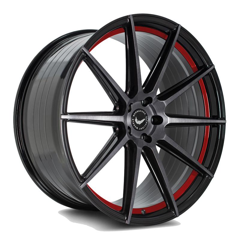 BARRACUDA PROJECT 2.0 silver brushed/ undercut Color Trim rot 9.0Jx20 5x108 ET40
