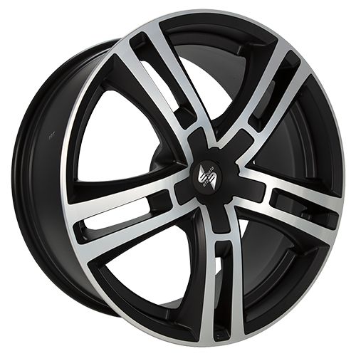 ETABETA URIEL schwarzmatt poliert mit Edelstahlkappe 11.0Jx23 5x120 ET25