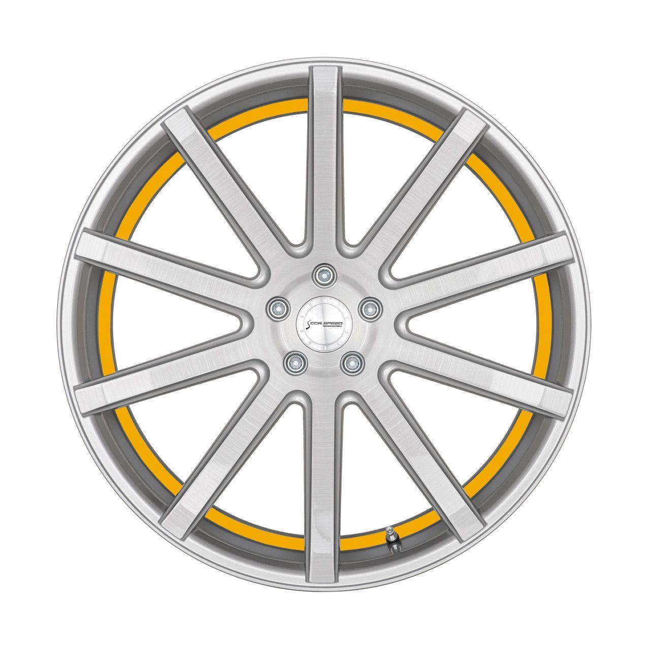 CORSPEED DEVILLE Silver-brushed-Surface/ undercut Color Trim gelb 10.5Jx22 5x112 ET30