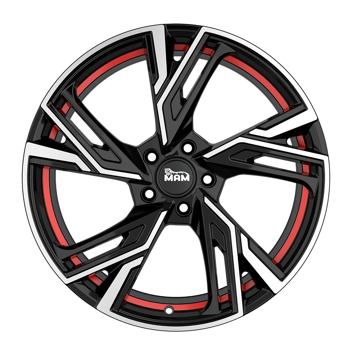 MAM WHEELS MAM RS5 black front polished red inside 7.0Jx16 5x114.3 ET38