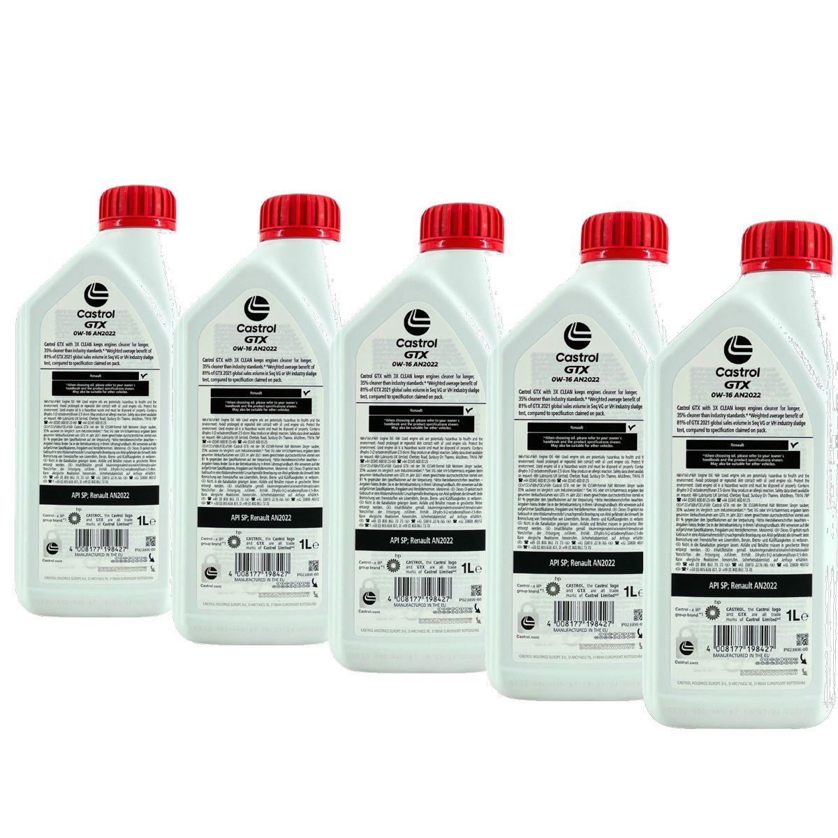Castrol GTX 0W-16 AN2022 5x1 Liter