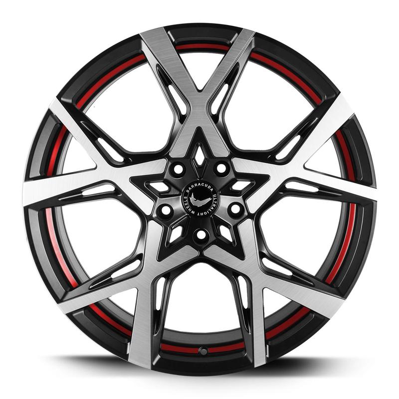 BARRACUDA PROJECT X Black brushed Surface undercut Trimline red 10.0Jx22 5x120 ET40