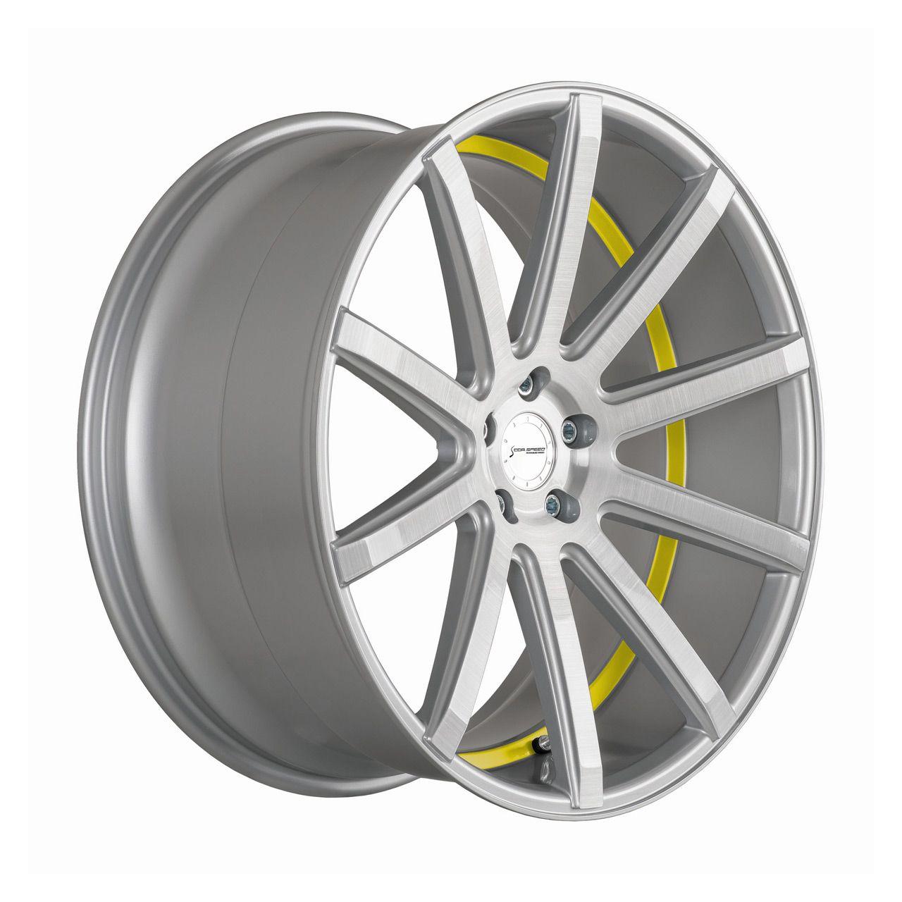 CORSPEED DEVILLE Silver-brushed-Surface/ undercut Color Trim gelb 10.5Jx22 5x112 ET30