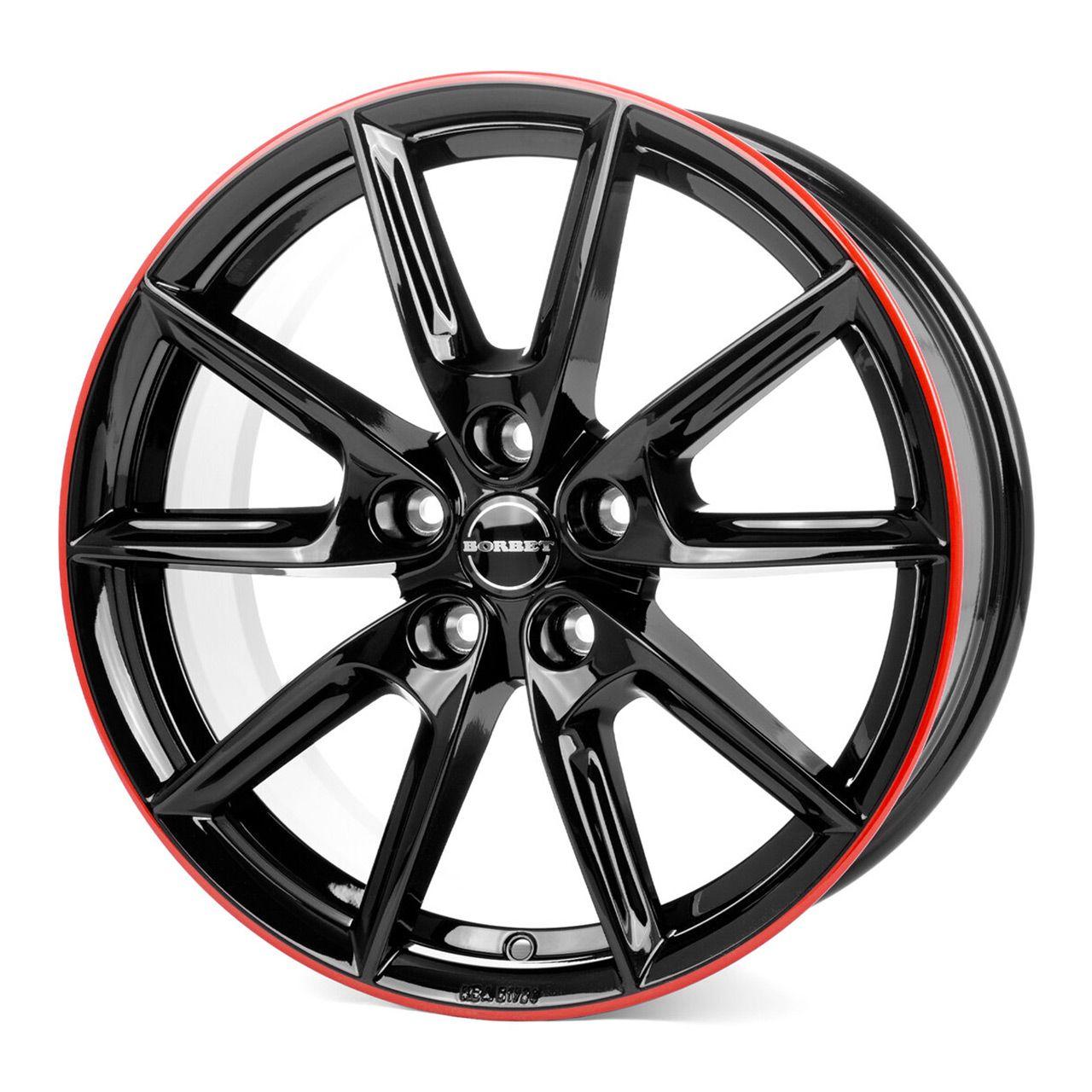 BORBET DESIGN LX19 black glossy red ring 8.0Jx19 5x108 ET50