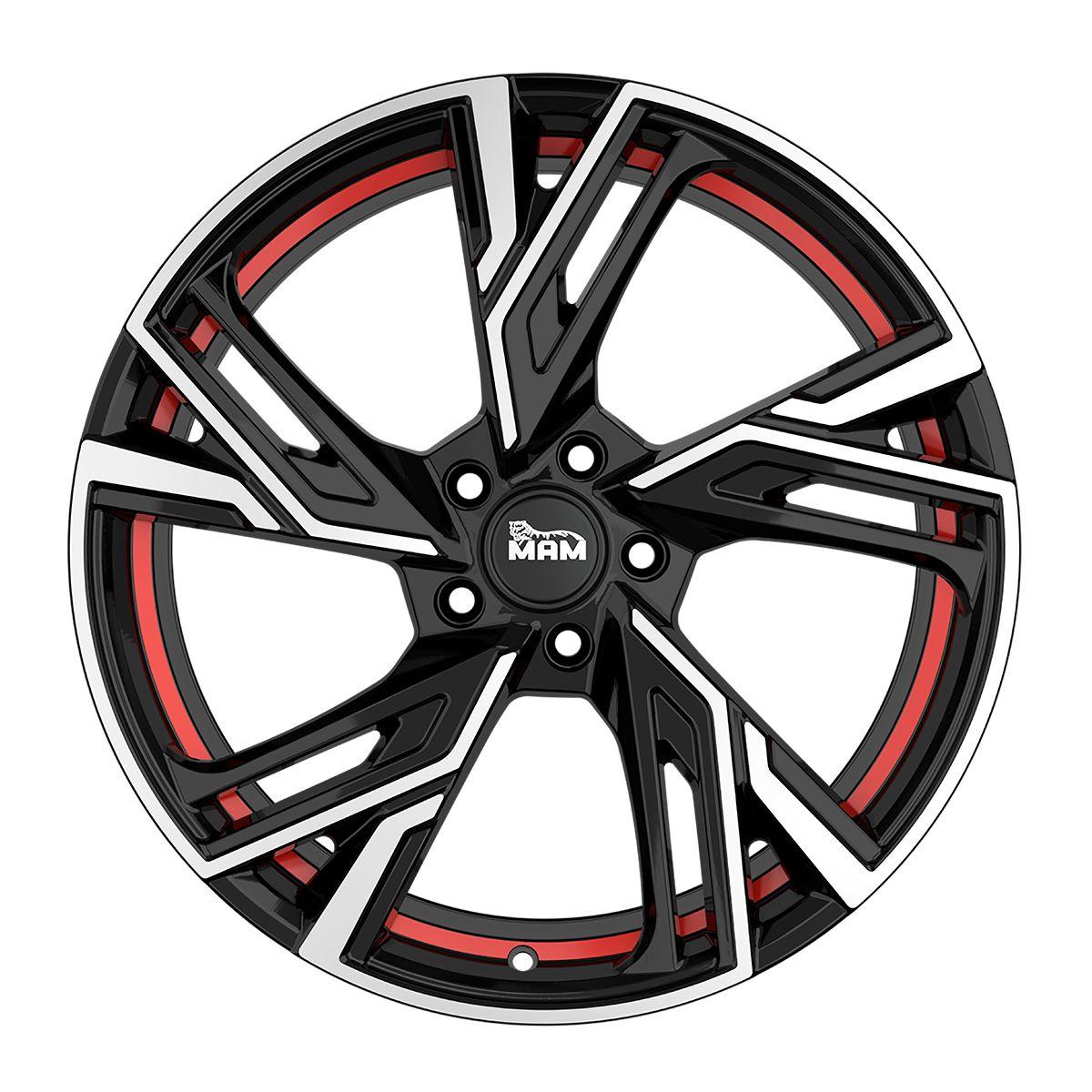 MAM WHEELS MAM RS5 black front polished red inside 7.0Jx16 5x120 ET35